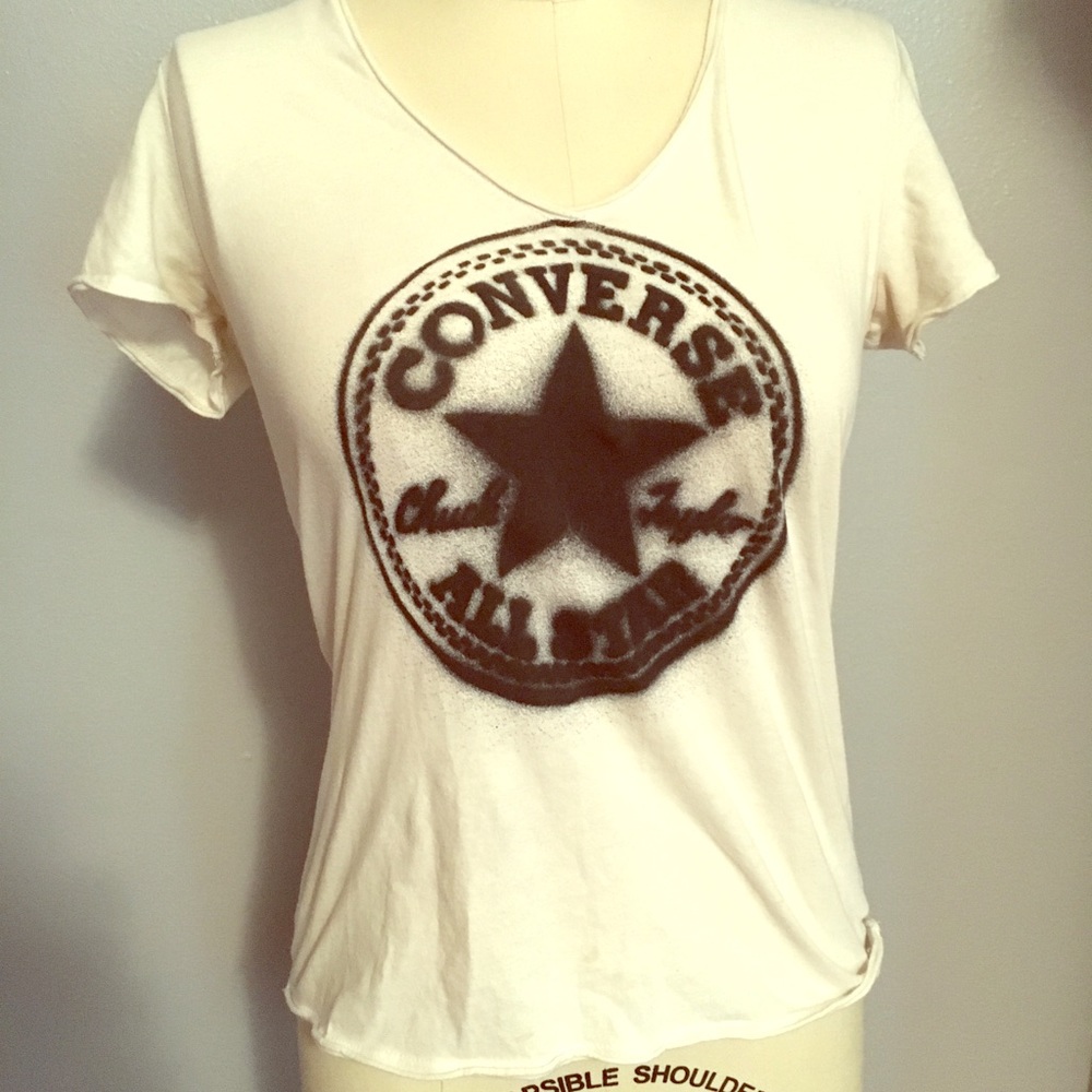 Converse white shirt with black chuck patch